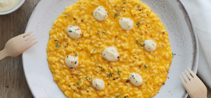 RISOTTO ALLA ZUCCA CON CREMA DI GRANA PADANO E TIMO